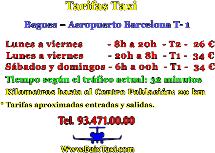 taxi Begues tarifas